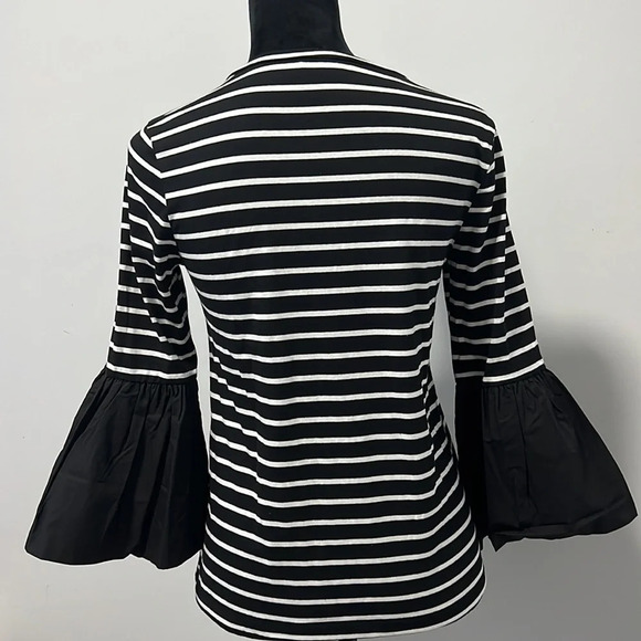 Anthropologie Black & White Striped Bell Sleeve Top size XS - Picture 4 of 6